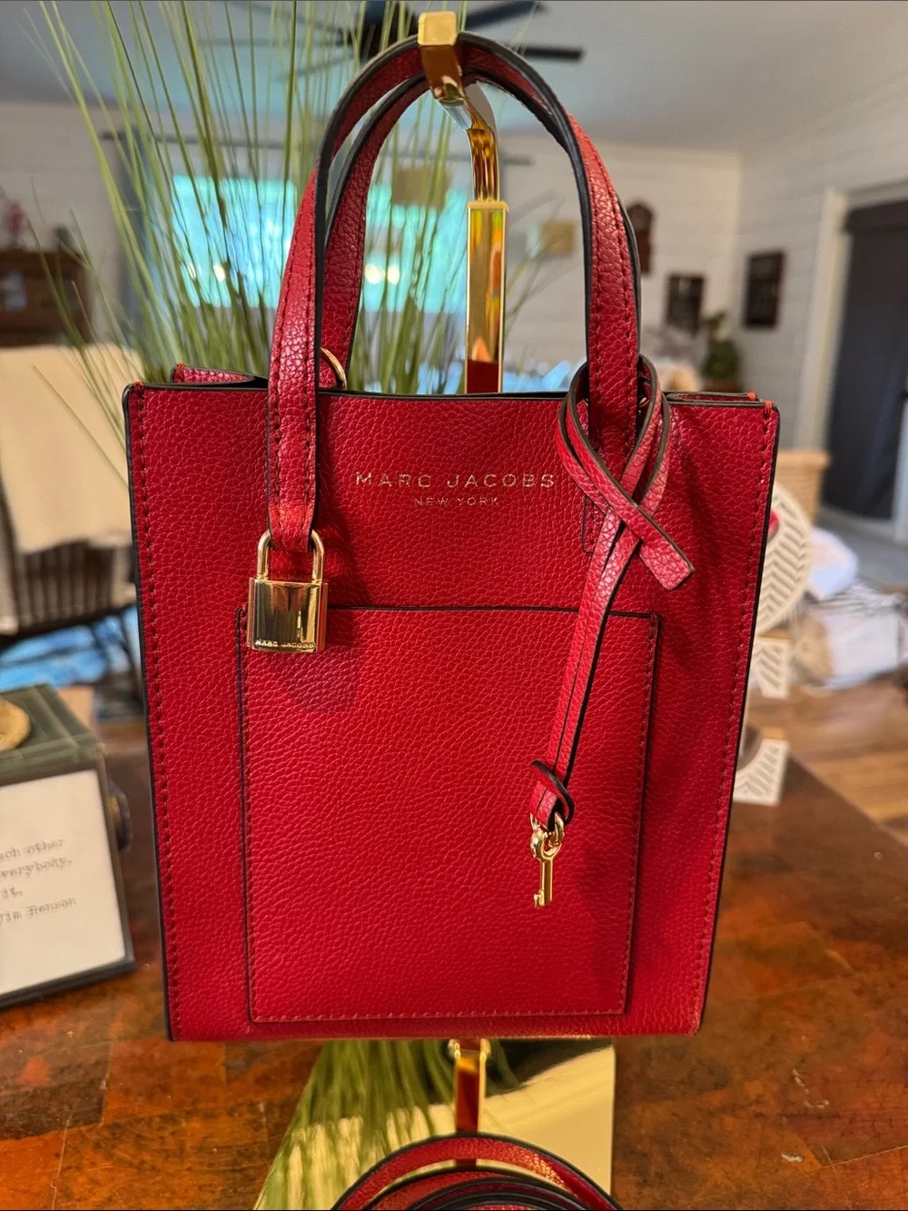 Marc Jacobs Red Pebbled Leather Crossbody Tote